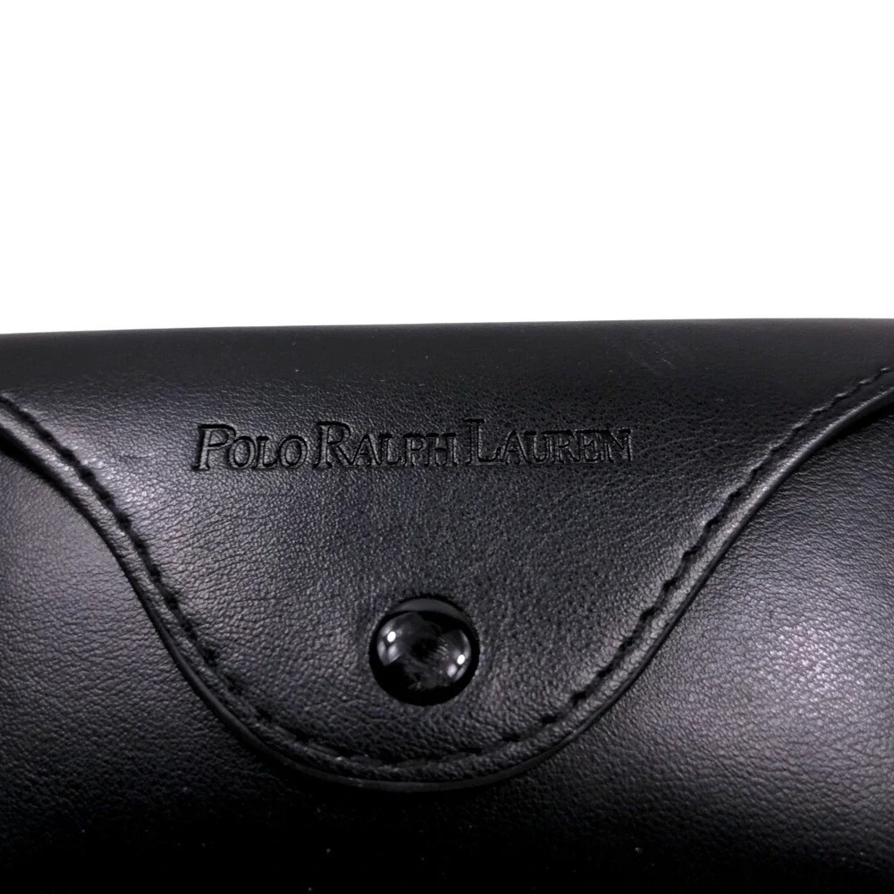 Polo Ralph Lauren Sunglasses Case Black Faux Leather Snap Closure Eyewear Pouch‎